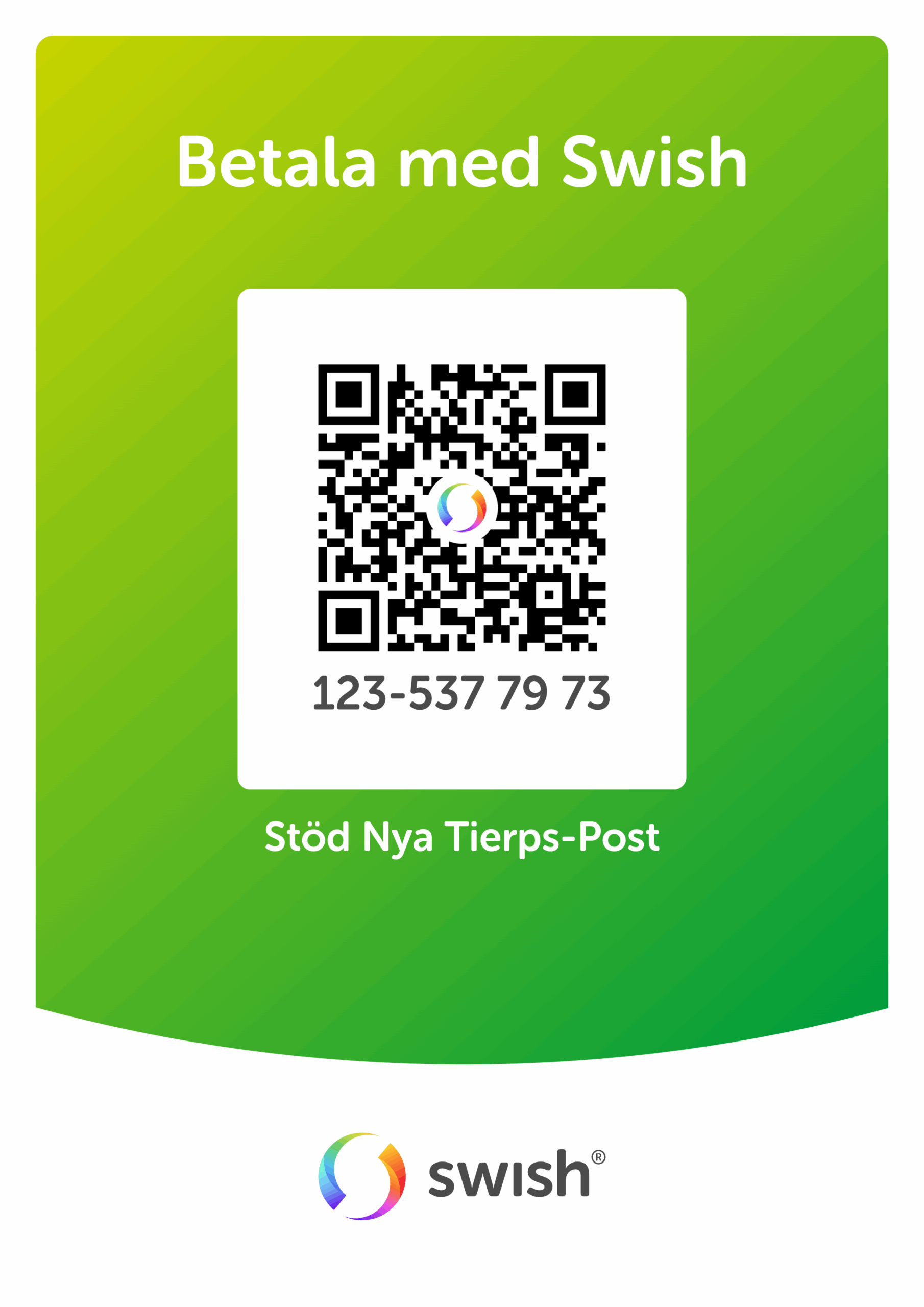 Swish QR-kod för Nya Tierps-Posten